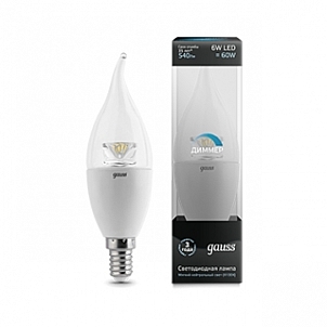 Лампа Gauss LED Candle Tailed-dim Crystal Clear 6 Вт 104201206-D