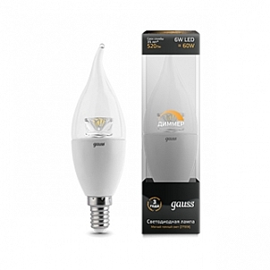 Лампа Gauss LED Candle Tailed-dim Crystal Clear 6 Вт 104201106-D
